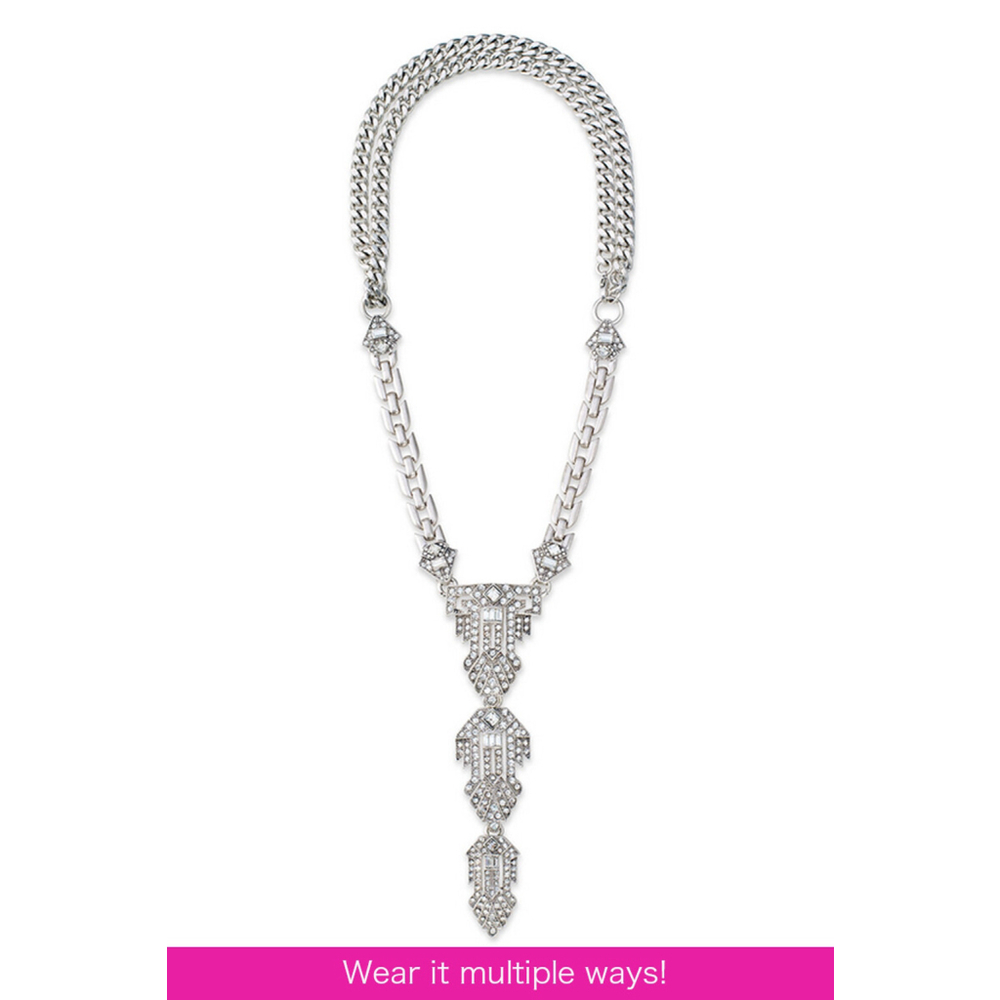 women's fashion statement Long necklace in silver y shape Pendant